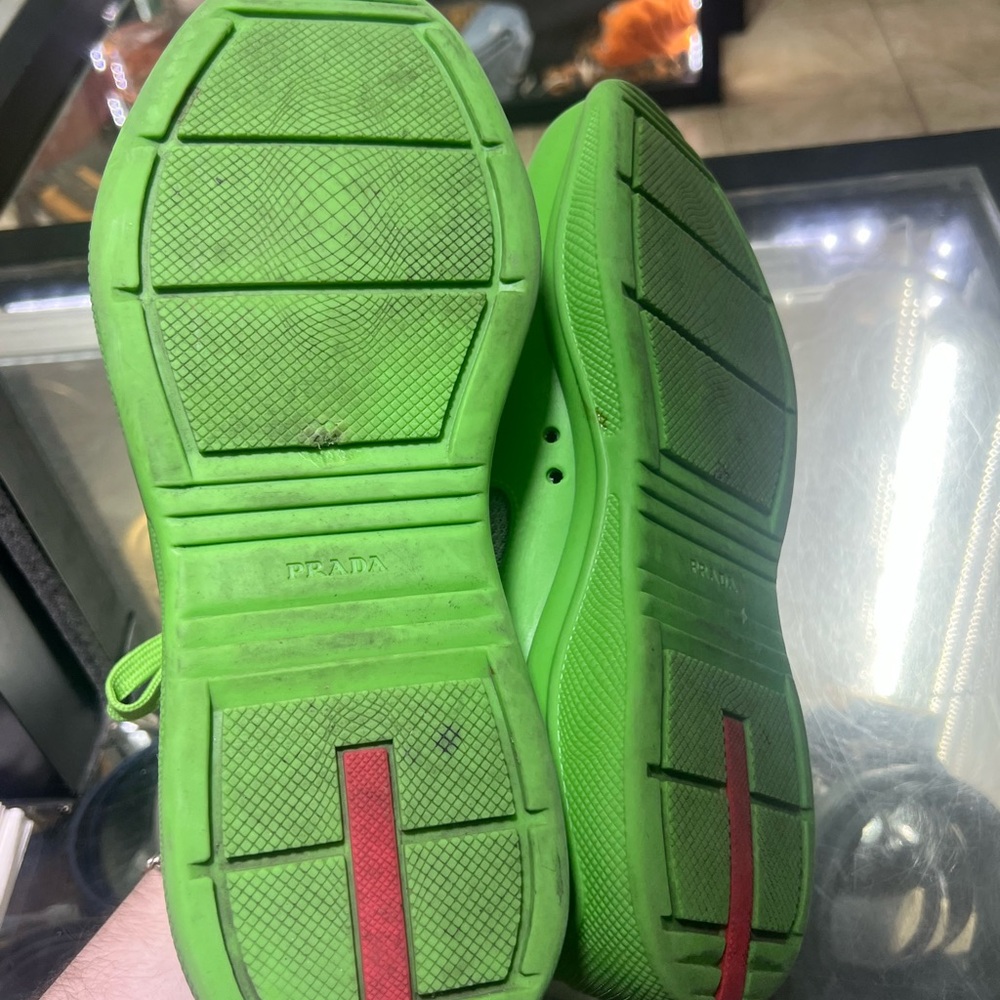 Prada Men’s Neon Green Cups Low-Top Sneakers - Picture 7 of 7